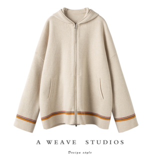 毛衣秋冬 女连帽加厚纯羊绒针织斗篷开衫 隐藏宝藏款 羊绒衫