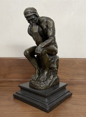 铜雕塑思想者思考者铜像摆件家居装饰品创意礼品客厅玄关书房摆设