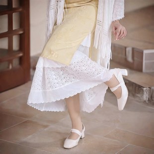 2025春夏季新款旗袍专用衬裙内搭打底内衬裙网纱大摆百褶半身裙女