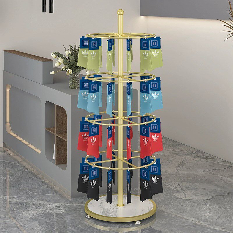 袜子展示架金属袜子展架服装店饰品挂架内衣内裤R落地旋转货架多