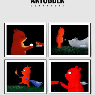 张占占签名复刻版画客厅书房红色卡通装饰画卧室潮T流艺术高清挂