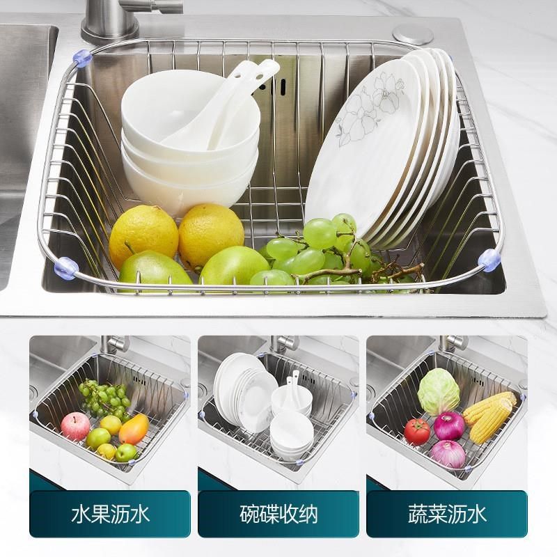沥碗架家用厨房水槽置物架滤水池不锈钢放碗筷洗碗池沥水篮洗菜盆