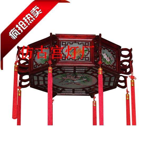 中式吊灯复古宫灯灯具古典木艺手绘仿古木制宫灯客厅吸顶灯书房
