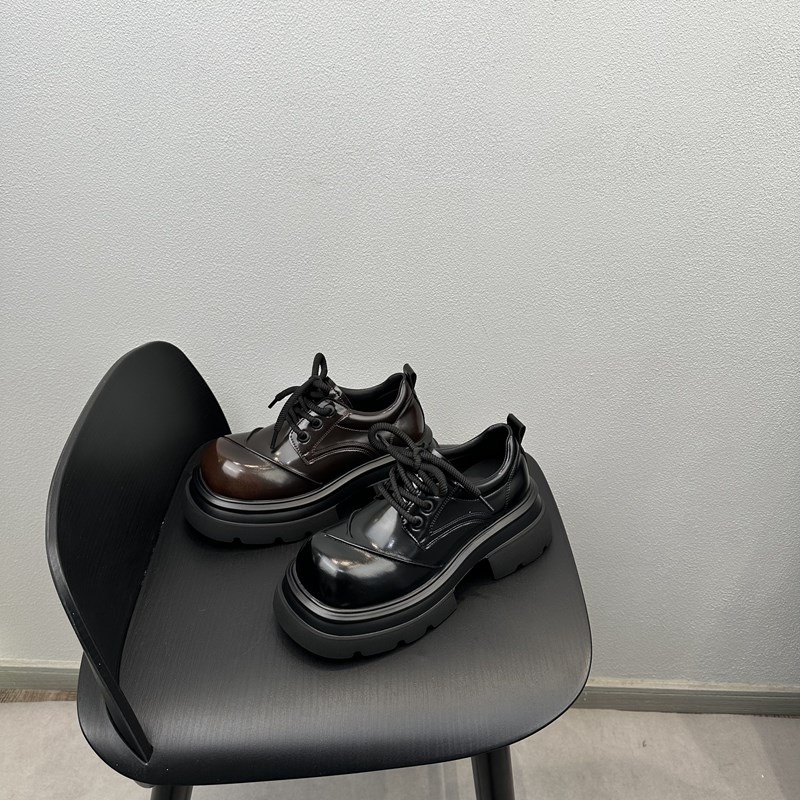 2025春季新款英伦风单鞋女潮流复古小个子厚底P休闲小皮鞋百搭女