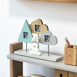 儿童房相框摆h台北欧创意木质宝宝可爱卡通云朵样板房装饰桌面摆