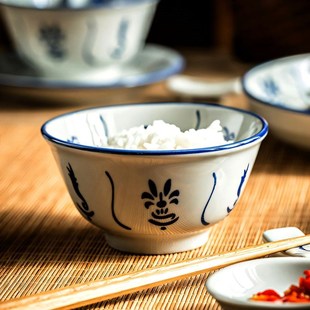 饭碗糖水甜品碗陶瓷餐具 碗家用汤碗特别好看 青花瓷老式 碗吃饭