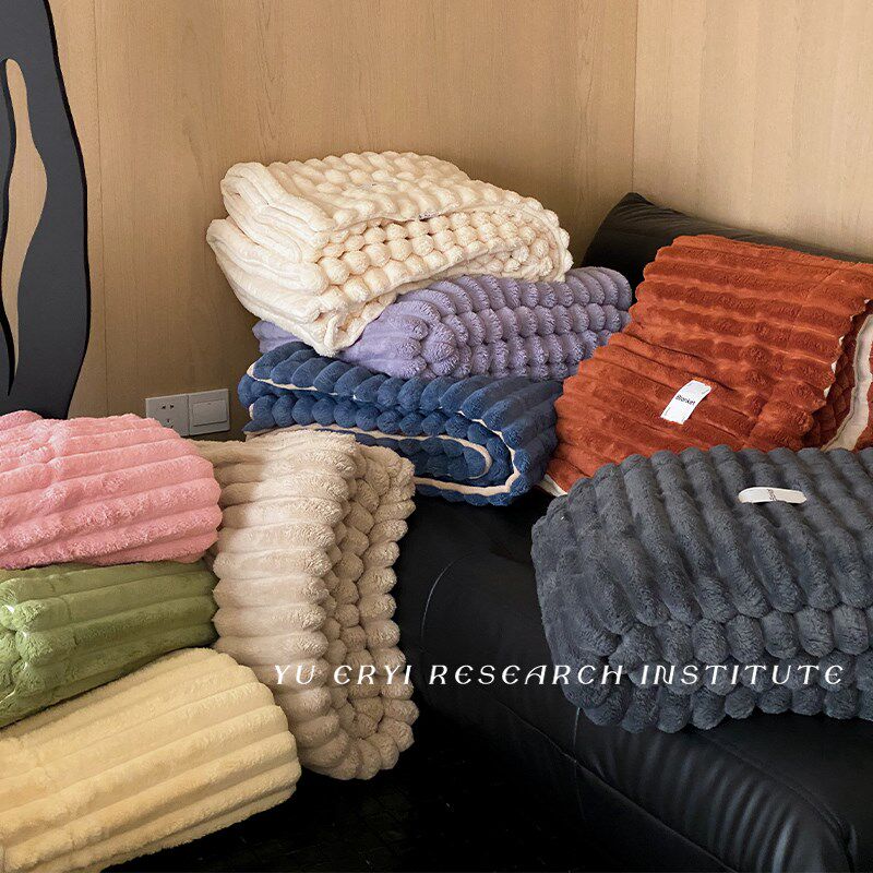 撸猫感丨秋冬季加绒加厚毛毯办公室午睡毯沙发毯毛巾被兔绒盖毯子