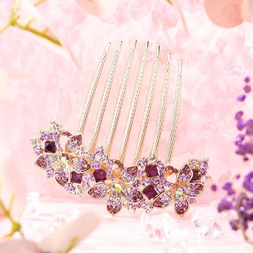 水钻发梳插梳盘发器成年人花朵发簪卡子女后脑勺发夹妈妈头饰