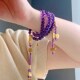 2024九紫离火运天然乌拉圭冰透紫水晶佛珠手串新中式 毛衣链浓郁紫