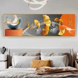 主卧装饰画横版卧室床头画轻奢酒店房间背景墙画温馨撒气单幅挂画