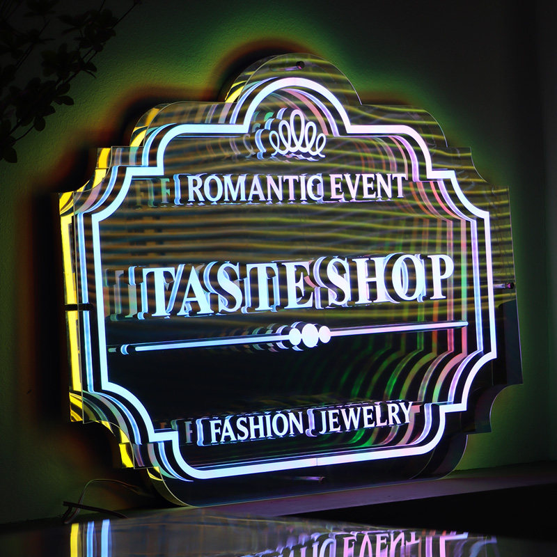 千层镜深渊镜灯箱背景墙定制 立体logGo制作 每个角度呈现不同色