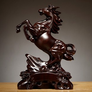 黑檀木马到c成功雕刻摆件家居客厅办公室实木马装饰工艺品开业送