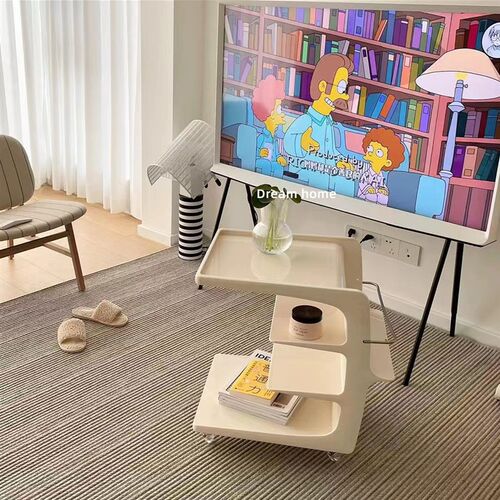 Dream home中古风极光推车ins简约奶油移动置物架床头柜沙发边几