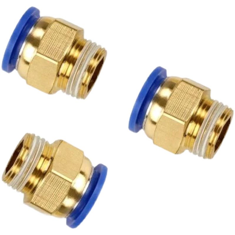 气动快插快速气管接头螺纹直通PC4-M5/6-01/8-02/10-03/12-04铜