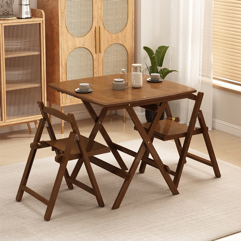 楠竹折叠桌简易正方形吃饭桌子便携实木方桌小户型摆摊桌餐桌家用