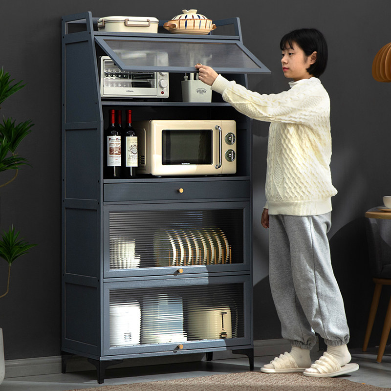 厨房置物架多层收纳架微波炉储物柜子落地调味料餐碟碗柜锅具家用