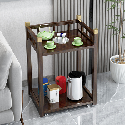 移动麻将机小茶几方桌边角几棋牌室实木迷你茶台烟灰缸茶水置物架