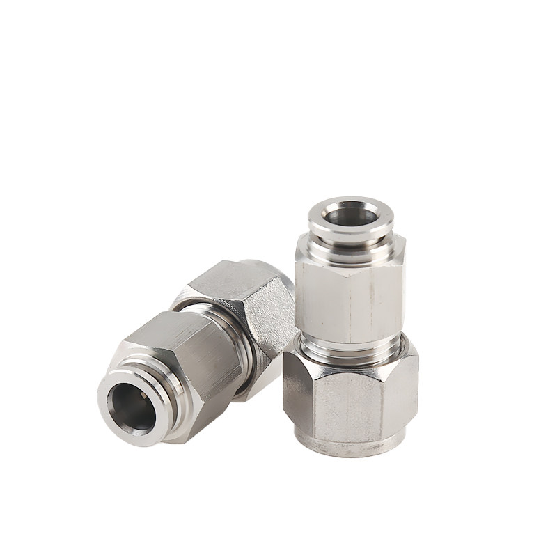 316材质卡套转快插直通气源快速接头不锈钢管转换软管PZ复合接头