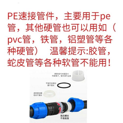 pe管接头配件堵头快接管件水管快速直接25活接头40配件20塑料6分