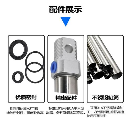 MI迷你气缸10-12-16-20-25-32-40X50X100-CA-S不锈钢圆缸可调气缸