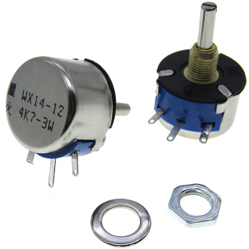 WX14-11 4K7/10K/1K/2K2/22K/470/5K6 单圈3W线绕电位器 带锁颈