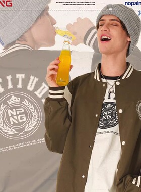 NPNG复古棒球服男女秋冬拼接设计学院风外套运动休闲宽松情侣外套