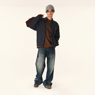 NPNG美式复古风立领夹克男宽松工装外套百搭休闲上衣