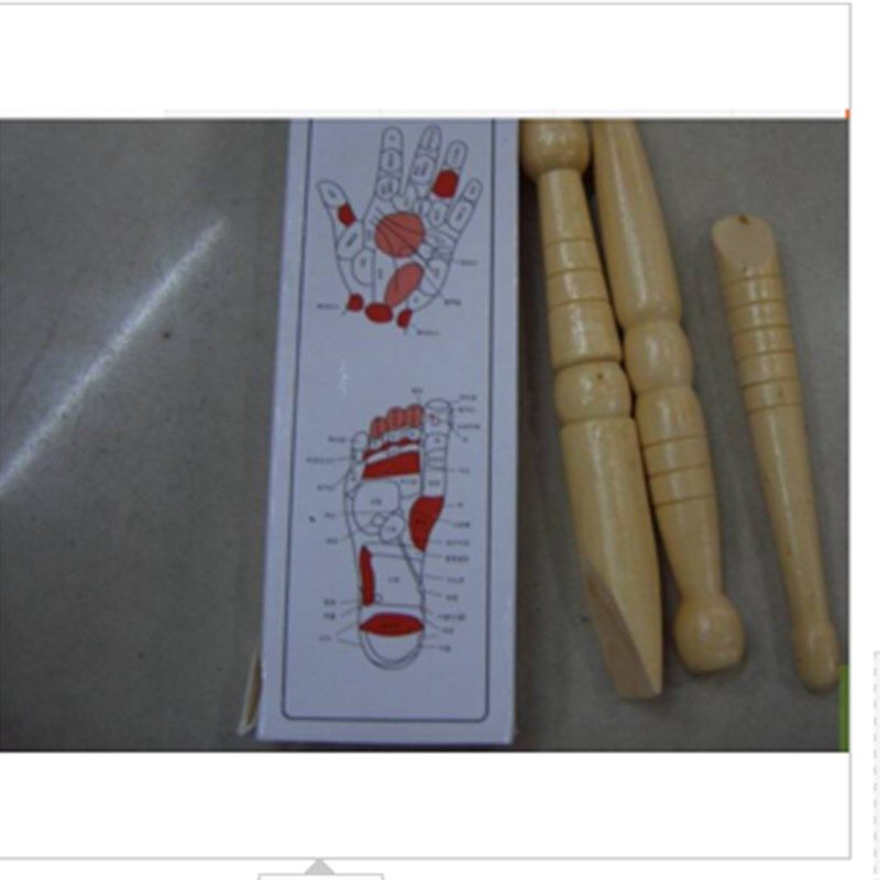 包邮 木质手脚按摩三件套装专用足疗棒脚部按摩器木制足底点穴笔
