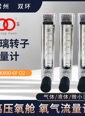 双环高压氧舱玻璃转子流量计DK800-6F O2 100-1000L氧气流量计表