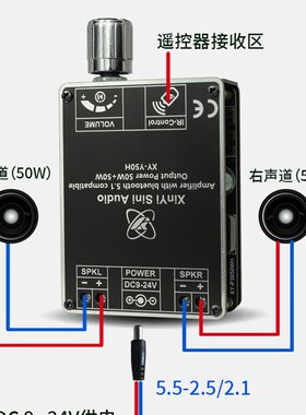 欣易HIFI级50W*2立体声蓝牙数字功放板模块TPA3116带遥控器Y50H