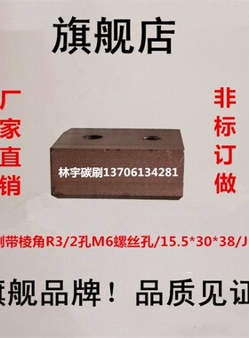 15.5*30*38 铜碳刷电刷带棱角R3 2孔M6螺丝孔 A级 非标定做