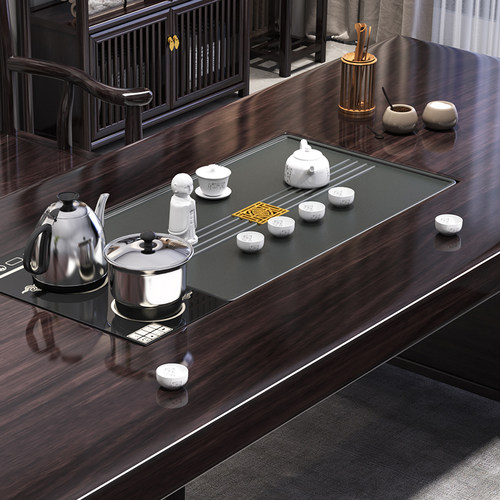 新中式实木大板茶桌椅组合黑檀家用简约功夫茶几办公室禅意泡茶台