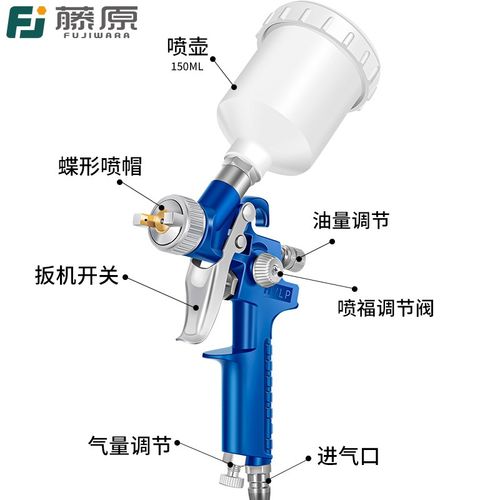 K3上壶气动油漆喷枪小型0.5小口径汽车补漆镀膜修补喷漆枪H2000P