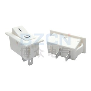 博众船型开关KCD2白色二脚二档不带灯6A125V电源开关翘板开关