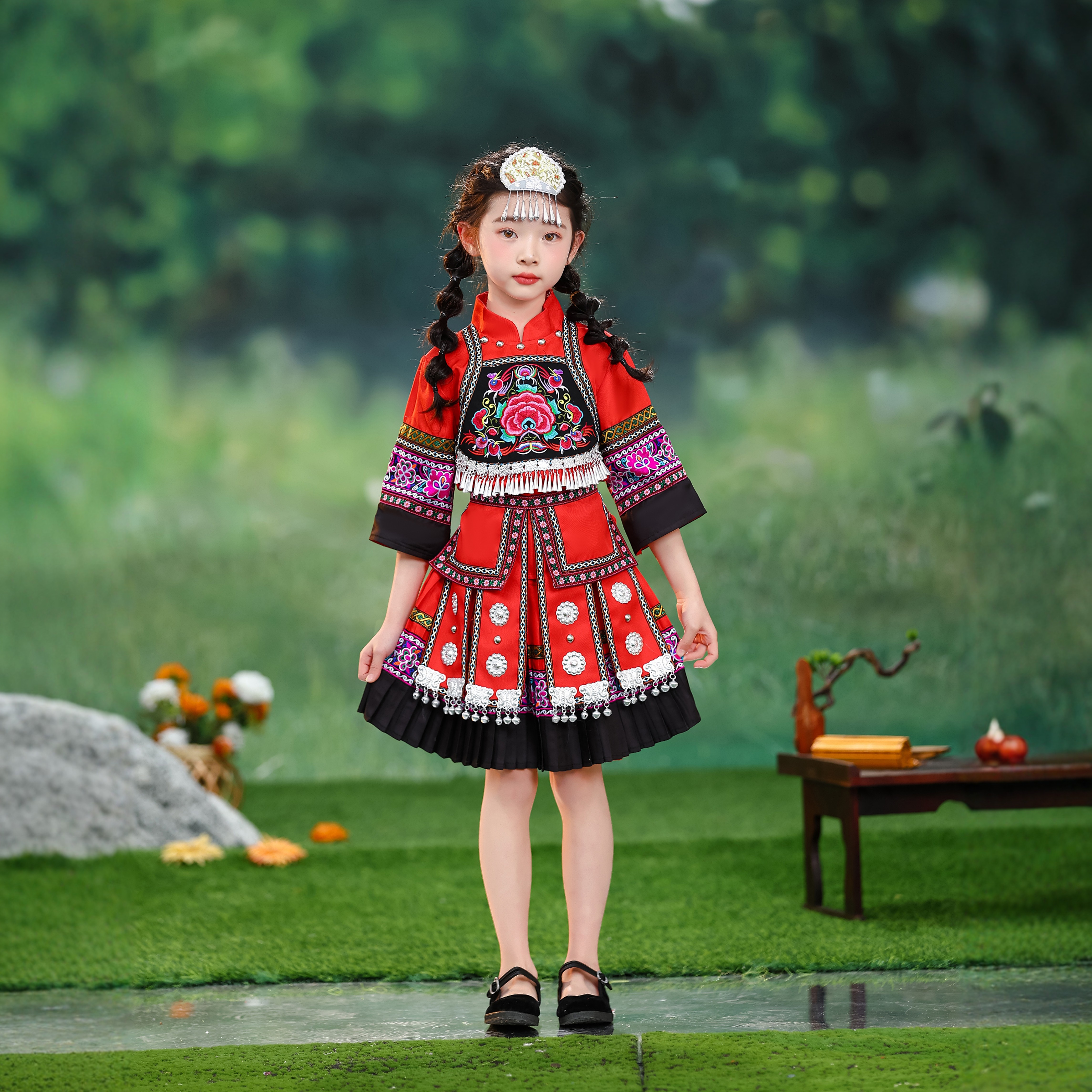 56个少数民族服装女儿童广西三月三壮族土家族侗族哈尼族服饰苗族