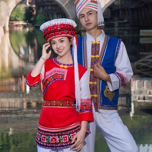 云南大理白族女装传统绣花金花服装新款男装民族舞蹈演出服饰旅拍