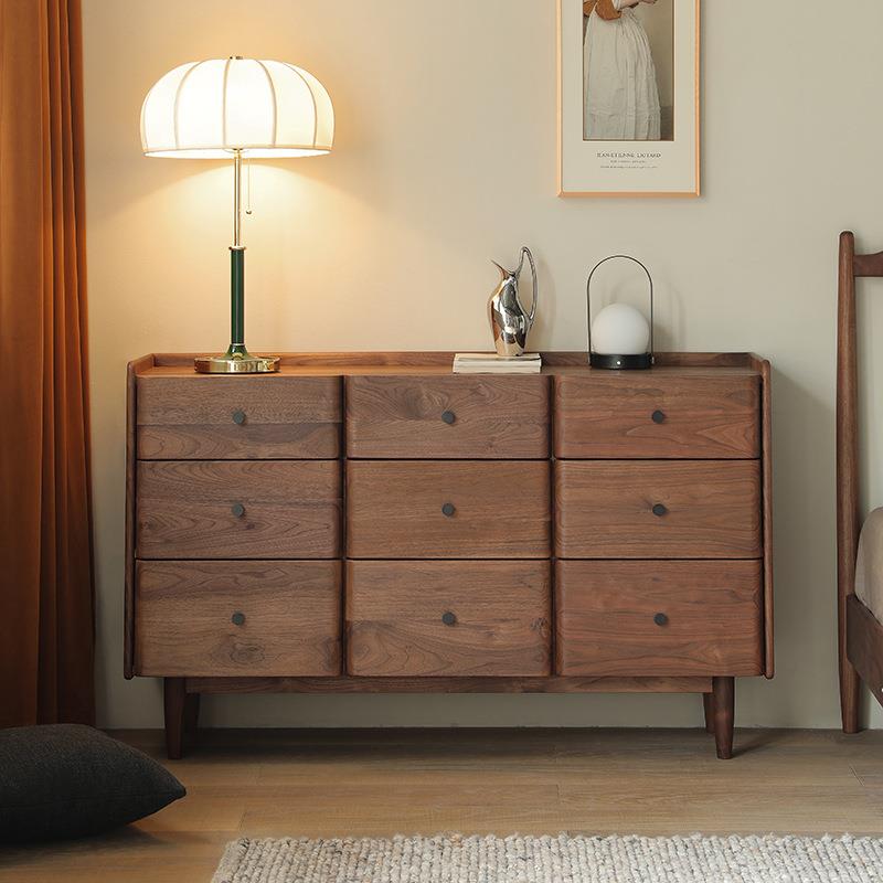 北欧全实木黑胡桃卧室收纳九斗柜客厅储物收纳矮柜衣柜收纳柜家具