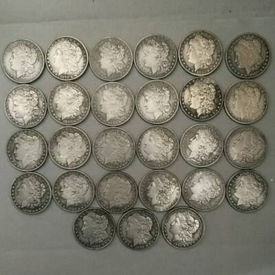 直径38mm铜芯镀银仿古银元仿摩尔币摩根币1878年到1905年28枚成套
