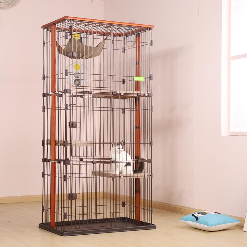 创逸实木二层三层猫笼别墅大号室内猫舍木制家用猫笼