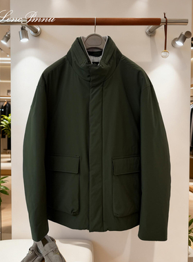 lp冬季新款老钱风白鹅绒立领无帽拉链羽绒服上衣商务休闲男士外套