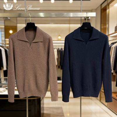 lp老钱风羊绒海鸥领针织衫毛衣男