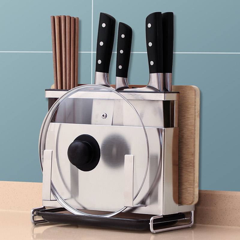 刀架刀具置物架厨房多功能一体壁挂式筷子砧板架不锈钢菜刀收纳架