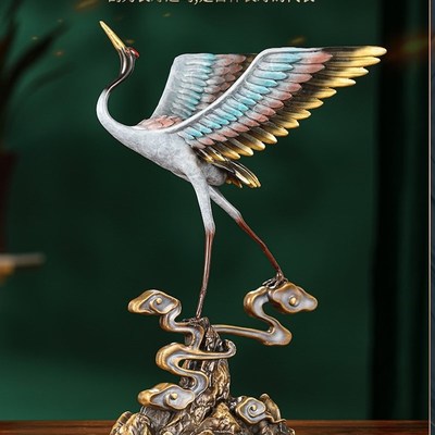 全铜仙鹤延年丹顶鹤礼物摆件客厅玄关装饰送长辈老人生日贺寿礼品