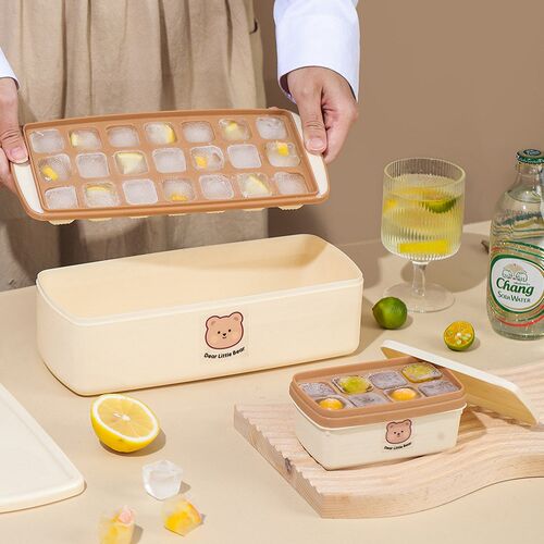 厂家夏季家用制冰盒冰格模具食品级硅胶冰格带盖软胶模具冰格