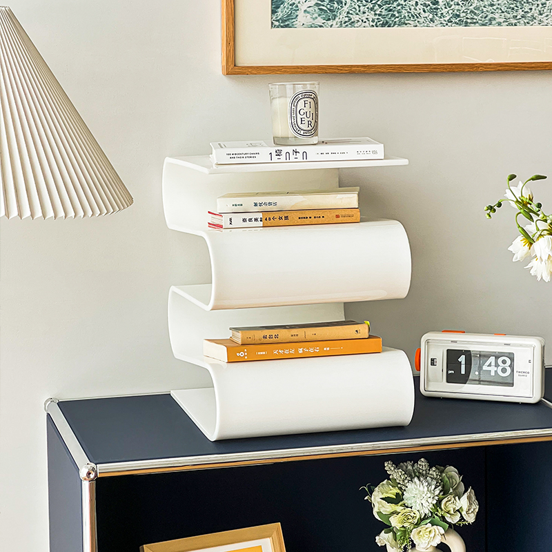 透明亚克力装饰架北欧家用装饰现代极简小书架个性边几杂志置物架