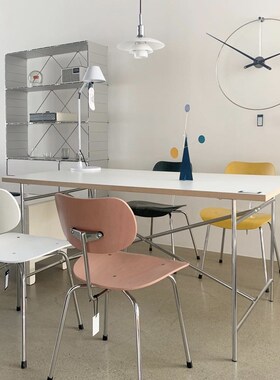 DPstudio中古简约办公桌不锈钢长方形餐桌博主同款会议桌包豪斯