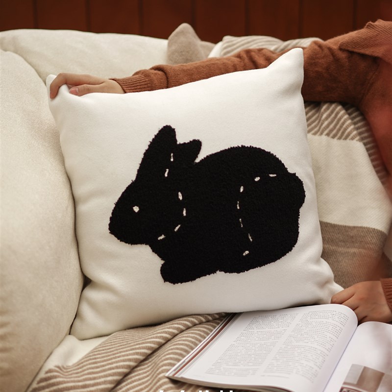 集木室物所/兔兔抱枕方形高级感沙发客厅卧室靠垫腰枕睡觉办公室