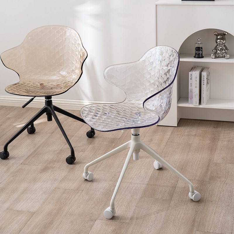北欧电脑椅透明水晶家用久坐舒适升降椅子旋转座椅卧室办公椅