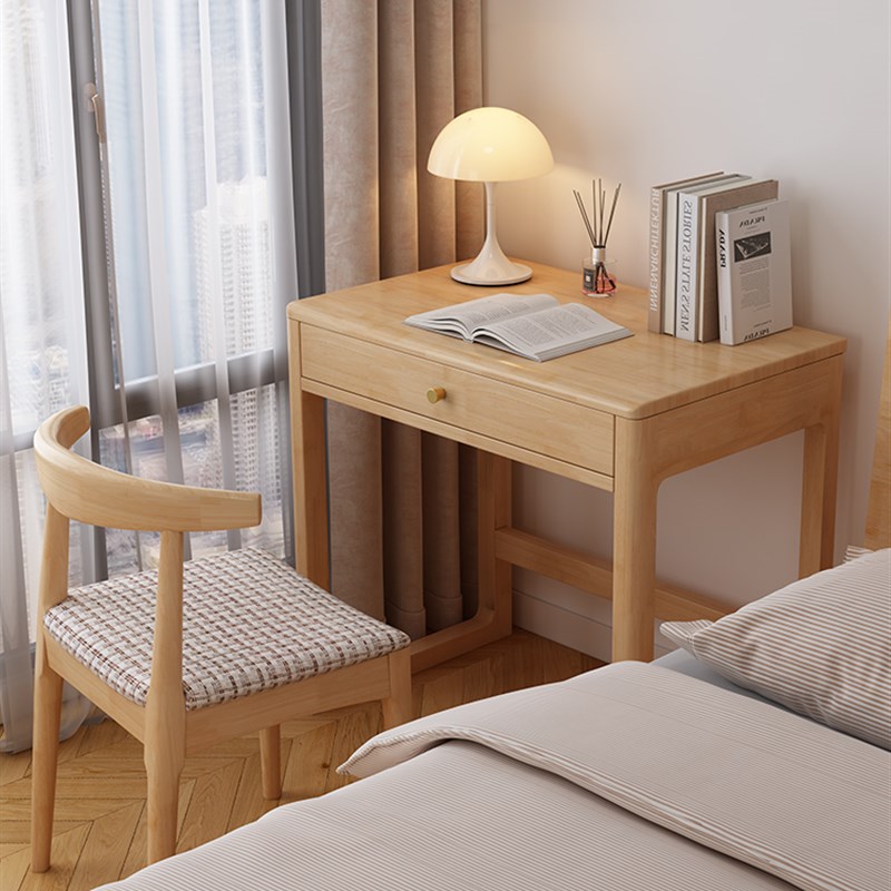 北欧实木白色书桌小户型梳妆台长60/70CM现代简约学习办公电脑桌