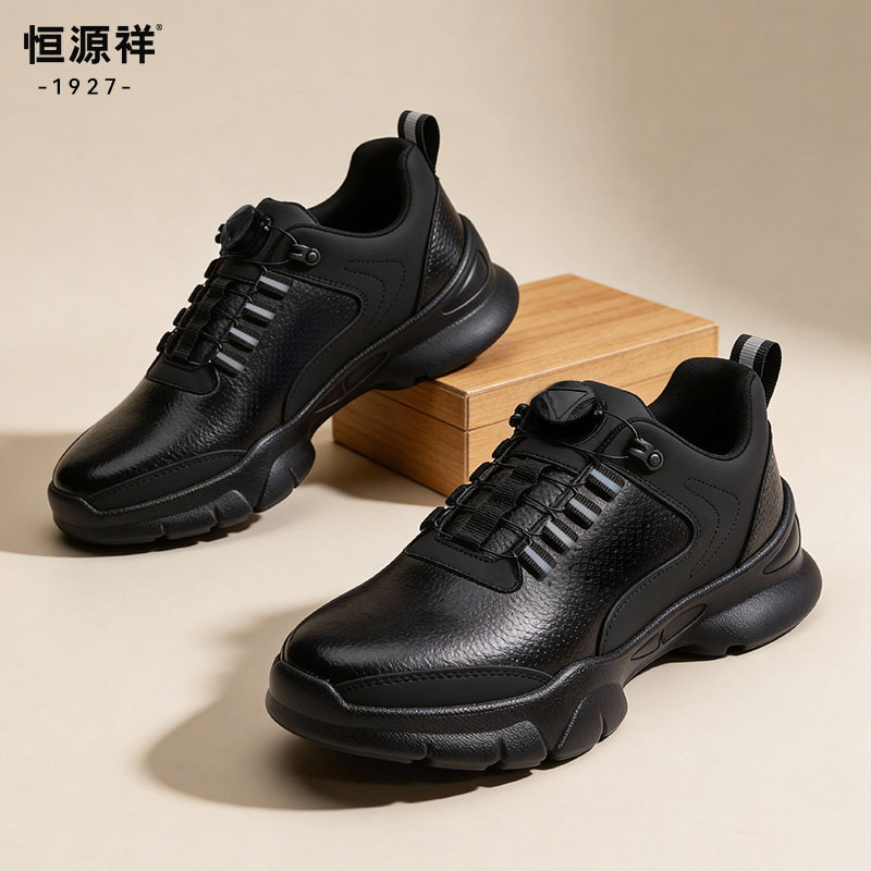恒源祥商务休闲男鞋真皮旋钮扣一脚蹬春季新款舒适运动健步鞋中年,流行男鞋,休闲皮鞋,淘宝优惠券,粉丝福利购,淘宝优惠卷
